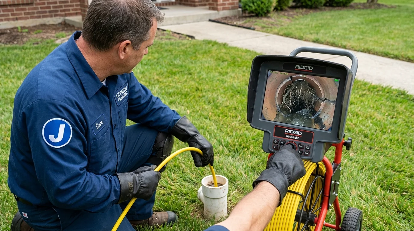 Sewer camera inspection being performed by Johns Plumbing LLC in Baldwinville